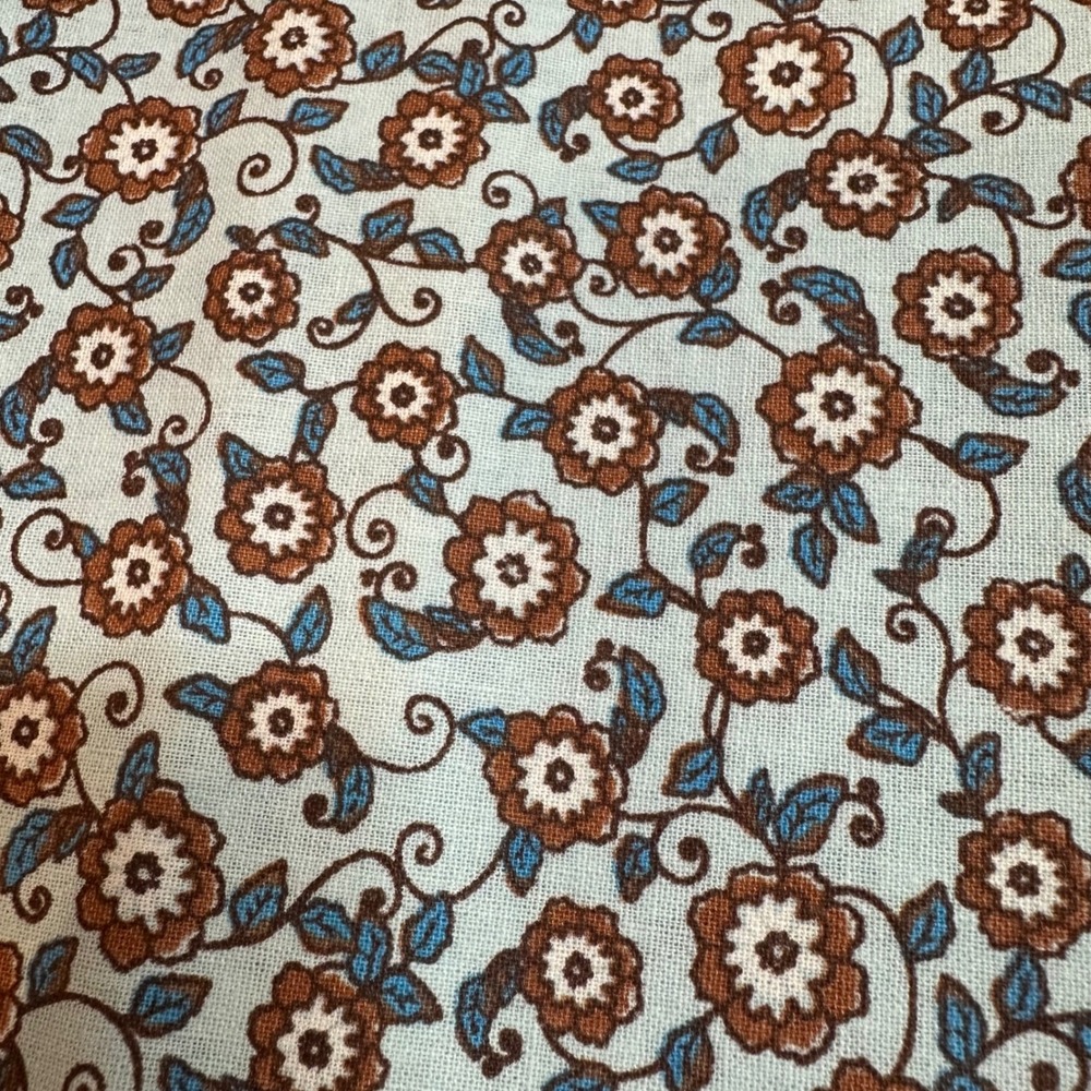 Vintage Floral Cotton Fabric Bundle 3 Yards Calico Retro 70s Orange Green Blue - Picture 5 of 5